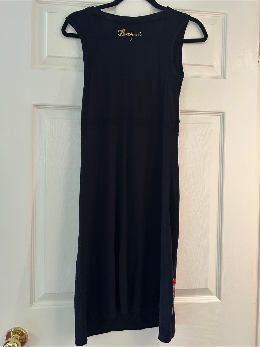 Desigual Knit Floral Embellishment V Neck midi Dress - Picture 4 of 5